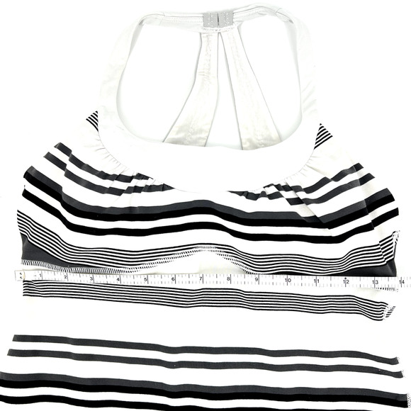 Lululemon Scoop Me Up Black White Stripe Tank II Tank Top w/Bra Cups Size 8 - Picture 7 of 10